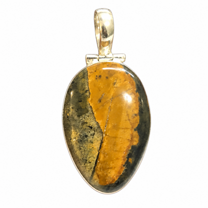 Yellow Green Agate Pendant, Oval Gemstone Silver Jewelry PEN593-SLV-NAG01