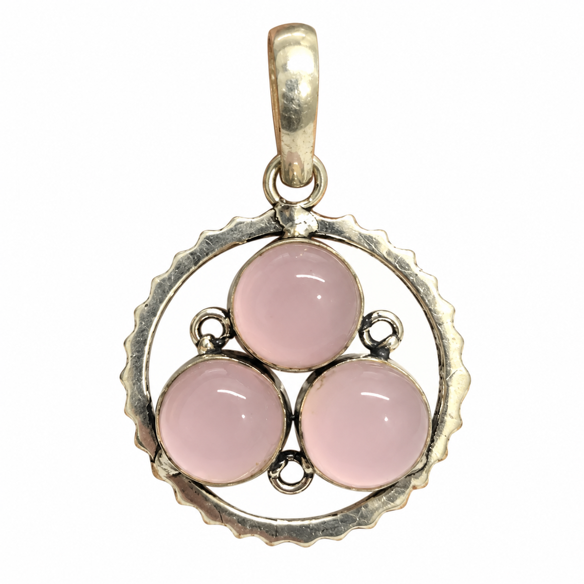 Rose Quartz Pendant, Pink Gemstone Silver Tone Jewelry PEN597-SLV-NRQ03