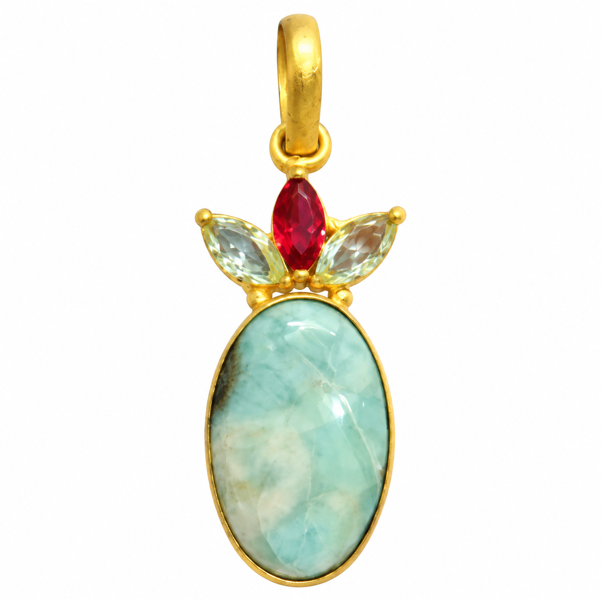 Larimar Pendant, Aqua Blue Gemstone Gold Tone Jewelry PEN602-GLD-LMUL-NLAR04