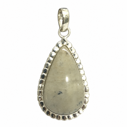 Elegant Silver Teardrop Green Jasper Gemstone Pendant PEN616-SLV-NJR01