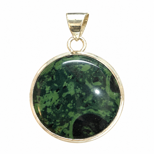 Natural Round Kambaba Jasper Silver Bezel Pendant PEN628-SLV-NKJR01