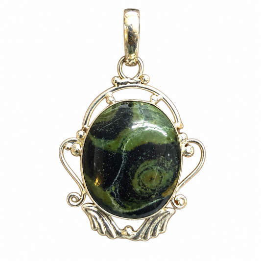 Kambaba Jasper Silver Pendant for Women, Elegant Gemstone PEN633-SLV-NKJR01