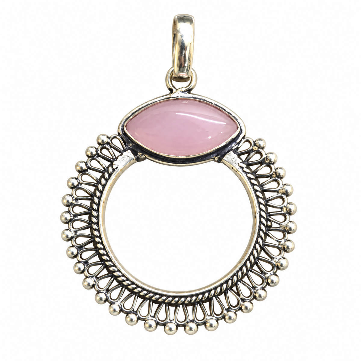 Pink Quartz Silver Pendant Necklace for Women PEN636-SLV-LQUA01