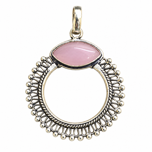 Pink Quartz Silver Pendant Necklace for Women PEN636-SLV-LQUA01