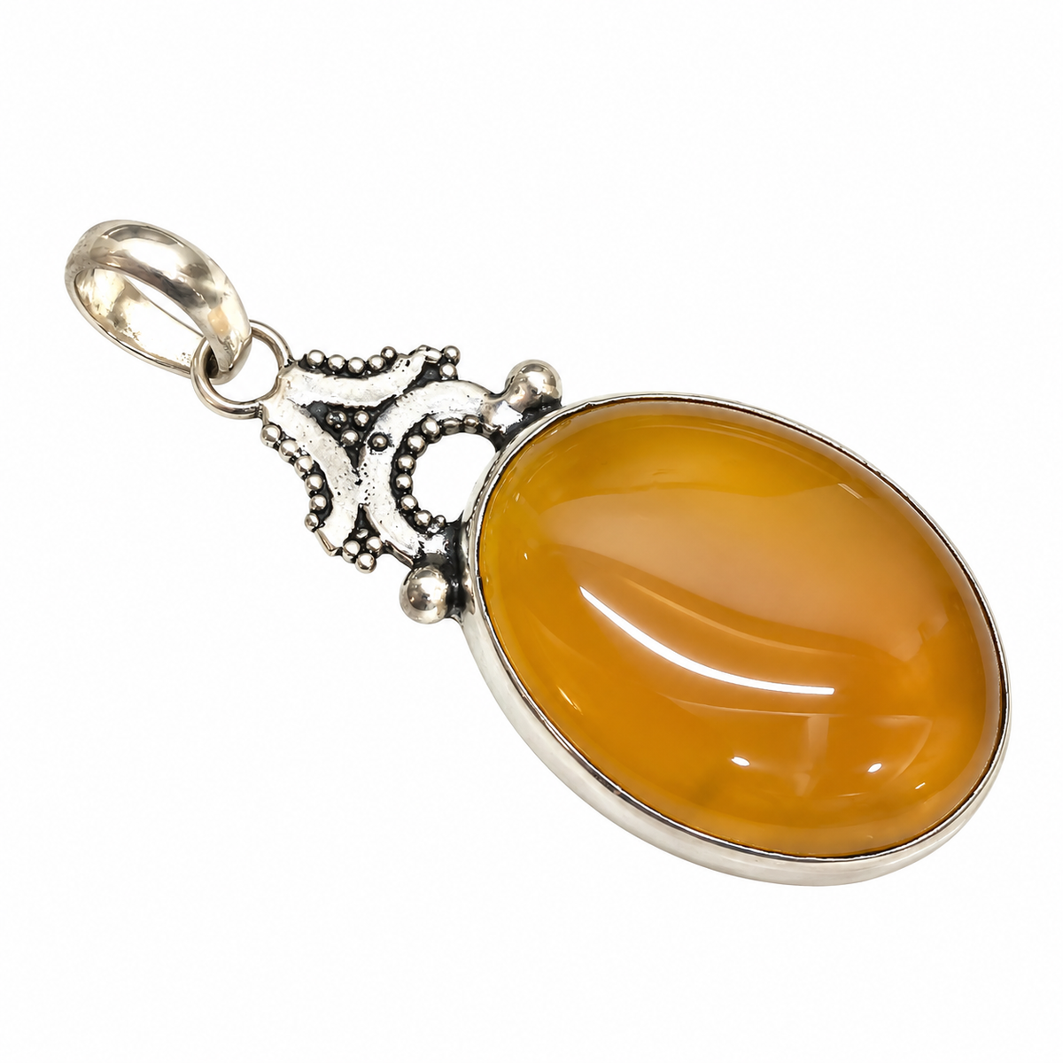 Botswana Agate Silver Pendant Oval Gemstone Jewelry for Women PEN639-SLV-NBWAG01
