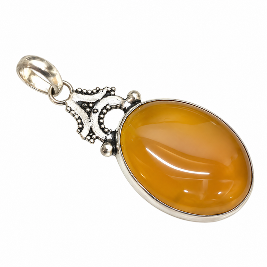 Botswana Agate Silver Pendant Oval Gemstone Jewelry for Women PEN639-SLV-NBWAG01
