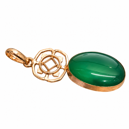 Green Onyx Pendant, Rose Gold Tone Oval Boho Jewelry Charm PEN660-RGLD-NGO01