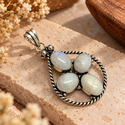 Moonstone Silver Pendant for Women Elegant Gemstone Jewelry PEN663-SLV-NMS04