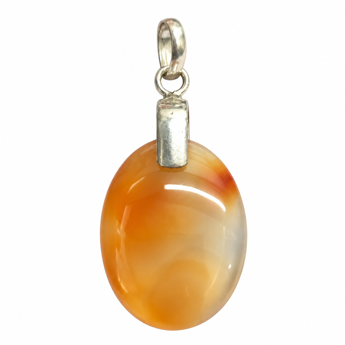 Orange Agate Silver Pendant Elegant Natural Gemstone PEN664-SLV-NAG01