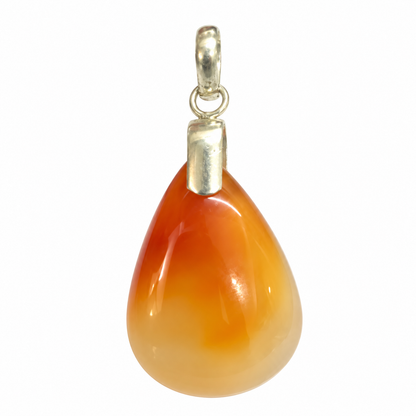 Orange Agate Teardrop Pendant in Elegant Silver Tone PEN665-SLV-NAG01