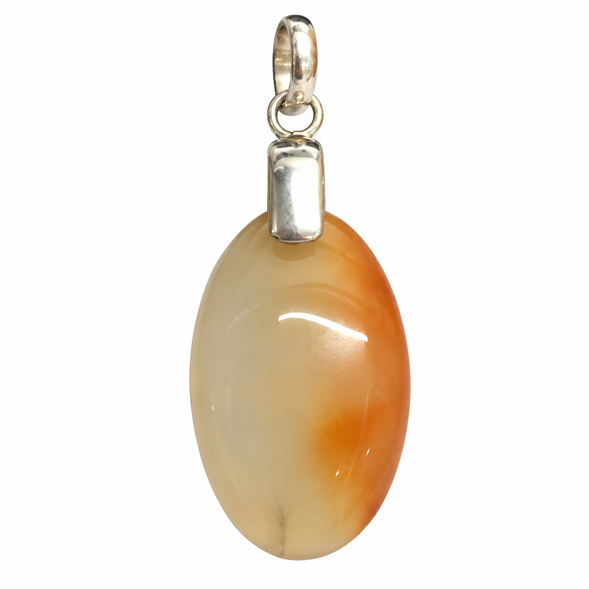 Yellow Agate Oval Pendant in Silver Tone for Women PEN670-SLV-NAG01