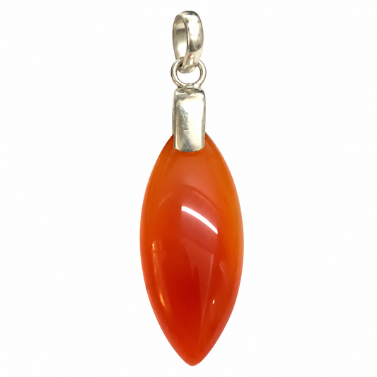Red Agate Marquise Pendant in Silver Tone for Women PEN671-SLV-NAG01