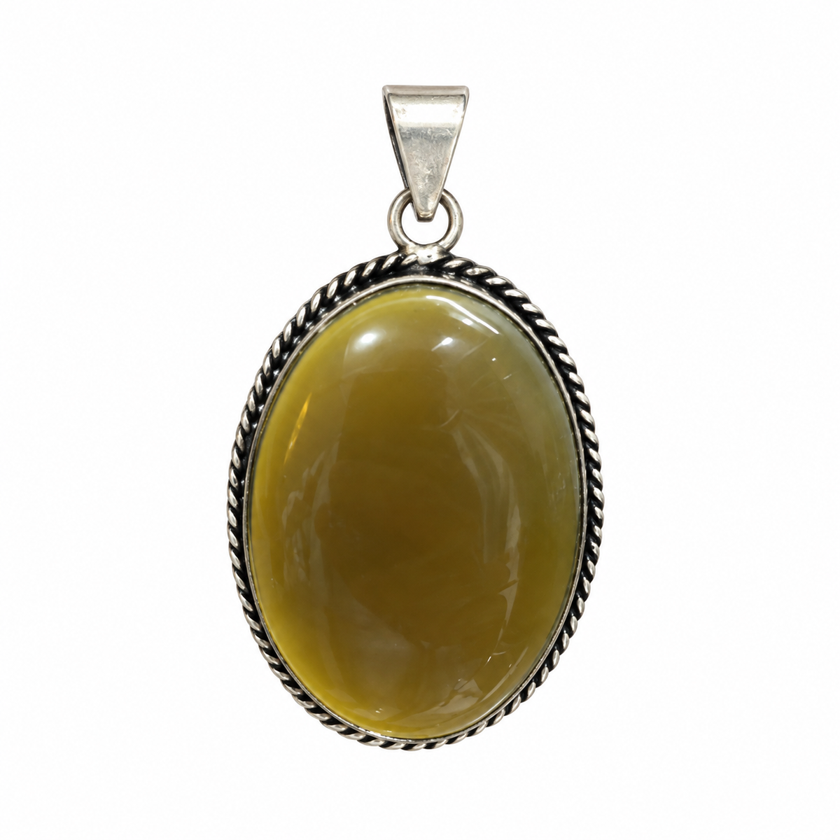 Botswana Agate Gemstone Pendant, Vintage Silver Statement Jewelry PEN690-SLV-NBWAG01