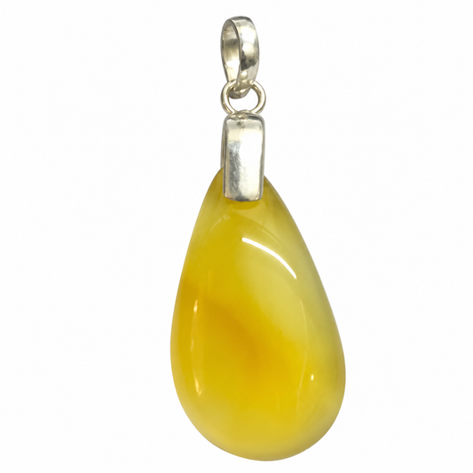 Yellow Honey Onyx Teardrop Pendant, Elegant Boho Jewelry PEN704-SLV-NYHO01
