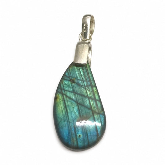 Grey Labradorite Teardrop Pendant, Minimalist Boho Jewelry PEN723-SLV-NLBD01