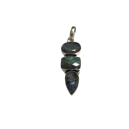 Labradorite Pietersite Pendant in Antique Silver Tone PEN733-SLV-NPT-NLBD03