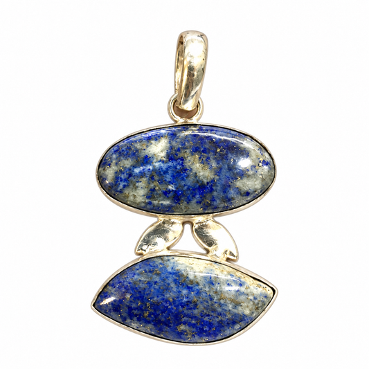 Lapis Lazuli Silver Pendant with Blue Gemstone Design PEN771-SLV-NLLZ02