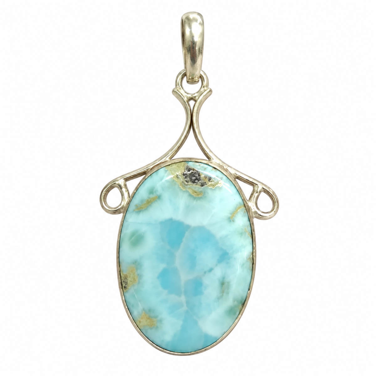 Larimar Blue Gemstone Silver Pendant Elegant Jewelry Gift PEN774-SLV-NLAR01