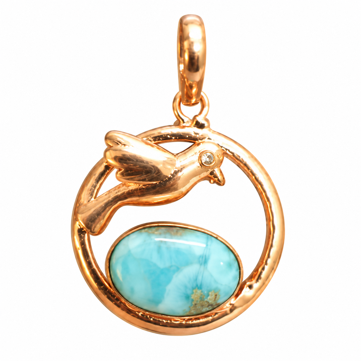 Teardrop Larimar Silver-Tone Pendant PEN778-RGLD-NLAR01
