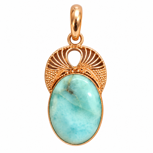 Filigree Larimar Rose Gold-Tone Pendant PEN780-RGLD-NLAR01