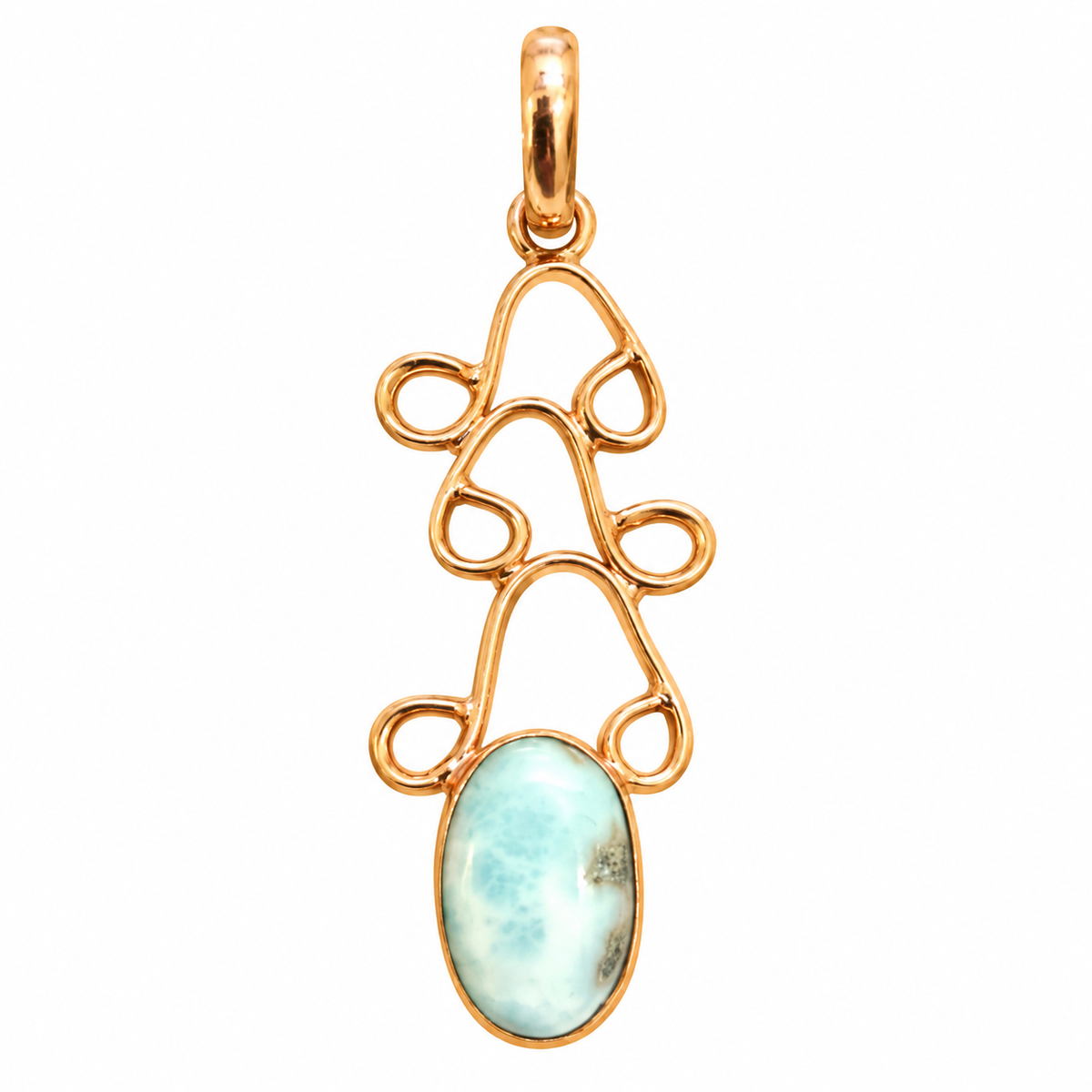 Swirl Larimar Rose Gold-Tone Pendant PEN781-RGLD-NLAR01
