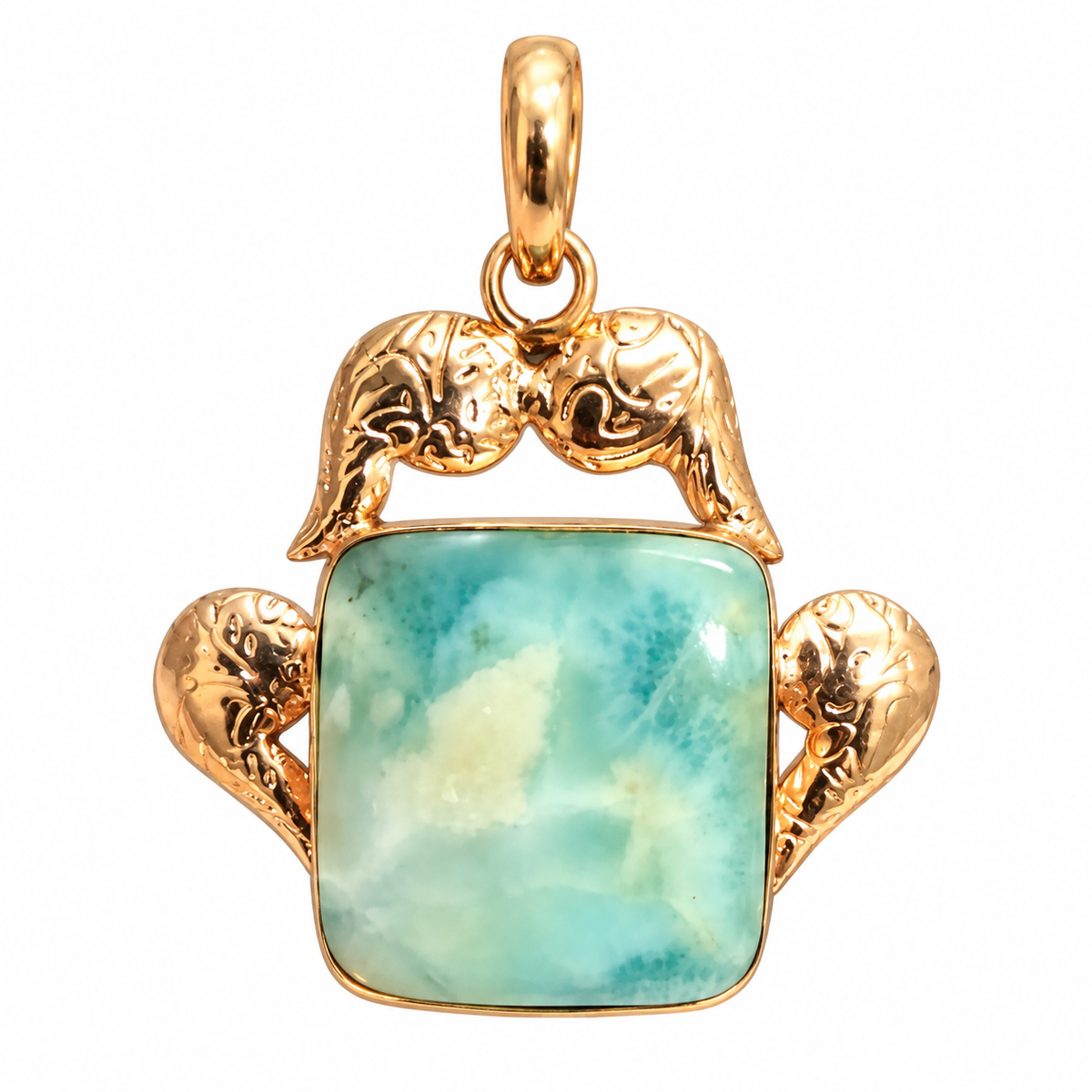 Square Larimar Rose Gold-Tone Pendant PEN782-RGLD-NLAR01