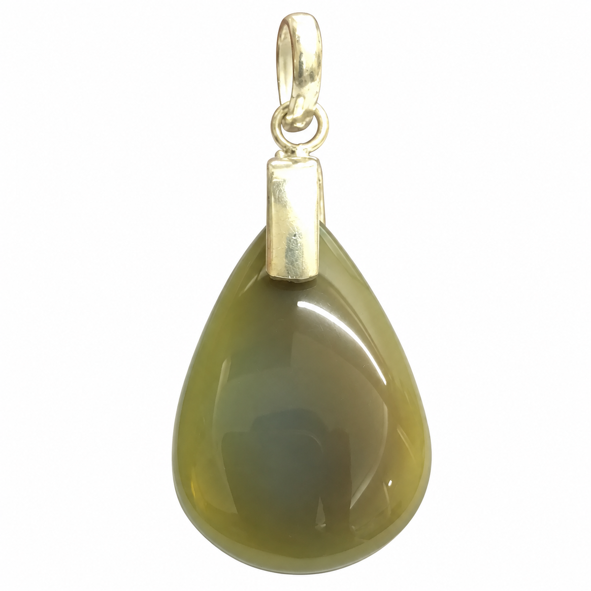 Green Botswana Agate Teardrop Pendant Elegant Minimalist Jewelry PEN786-SLV-NBWAG01