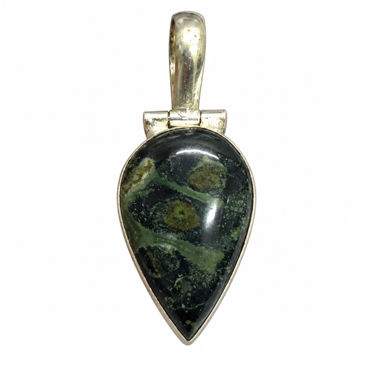 Green Kambaba Jasper Pendant Teardrop Stone Boho Jewelry PEN793-SLV-NKJR01
