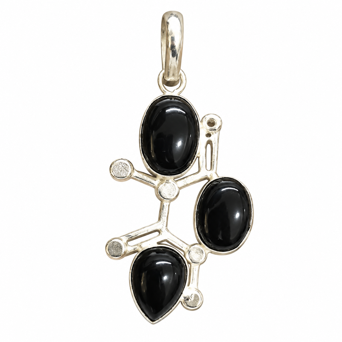Black Onyx Pendant | Modern Geometric Statement Jewelry PEN794-SLV-NBO03