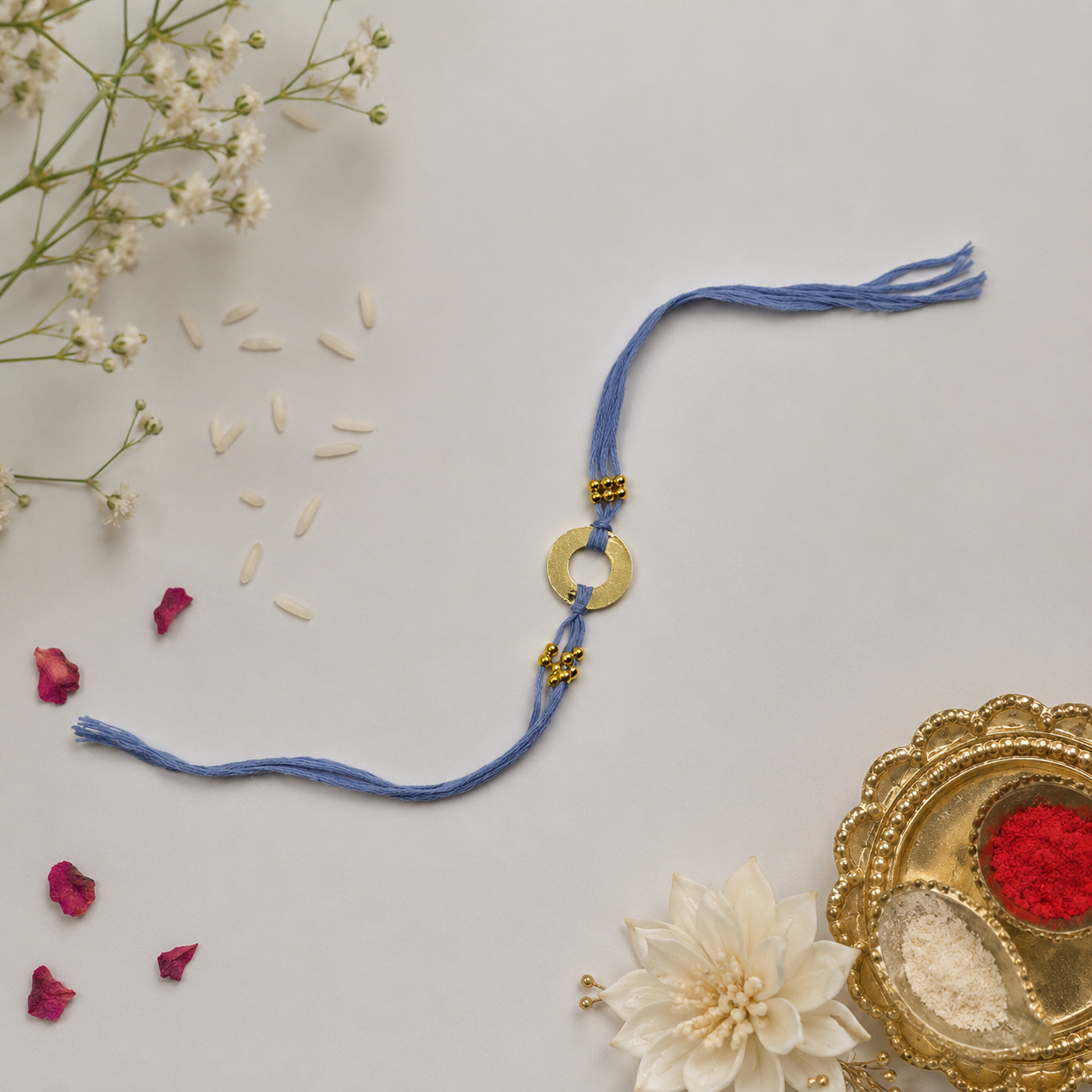 Gold Plated Minimal Circle Rakhi for Men Women Raksha Bandhan Gift RB-330