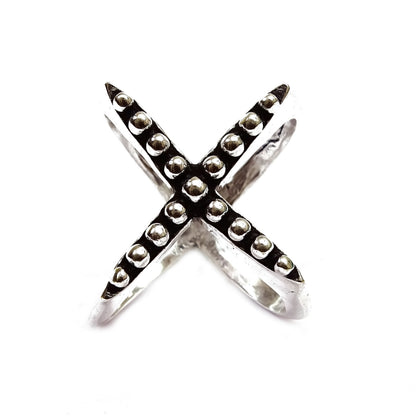 X Ring Criss Cross Ring Crossover Ring Silver X Ring Stackable Band US 7 RIN-3215