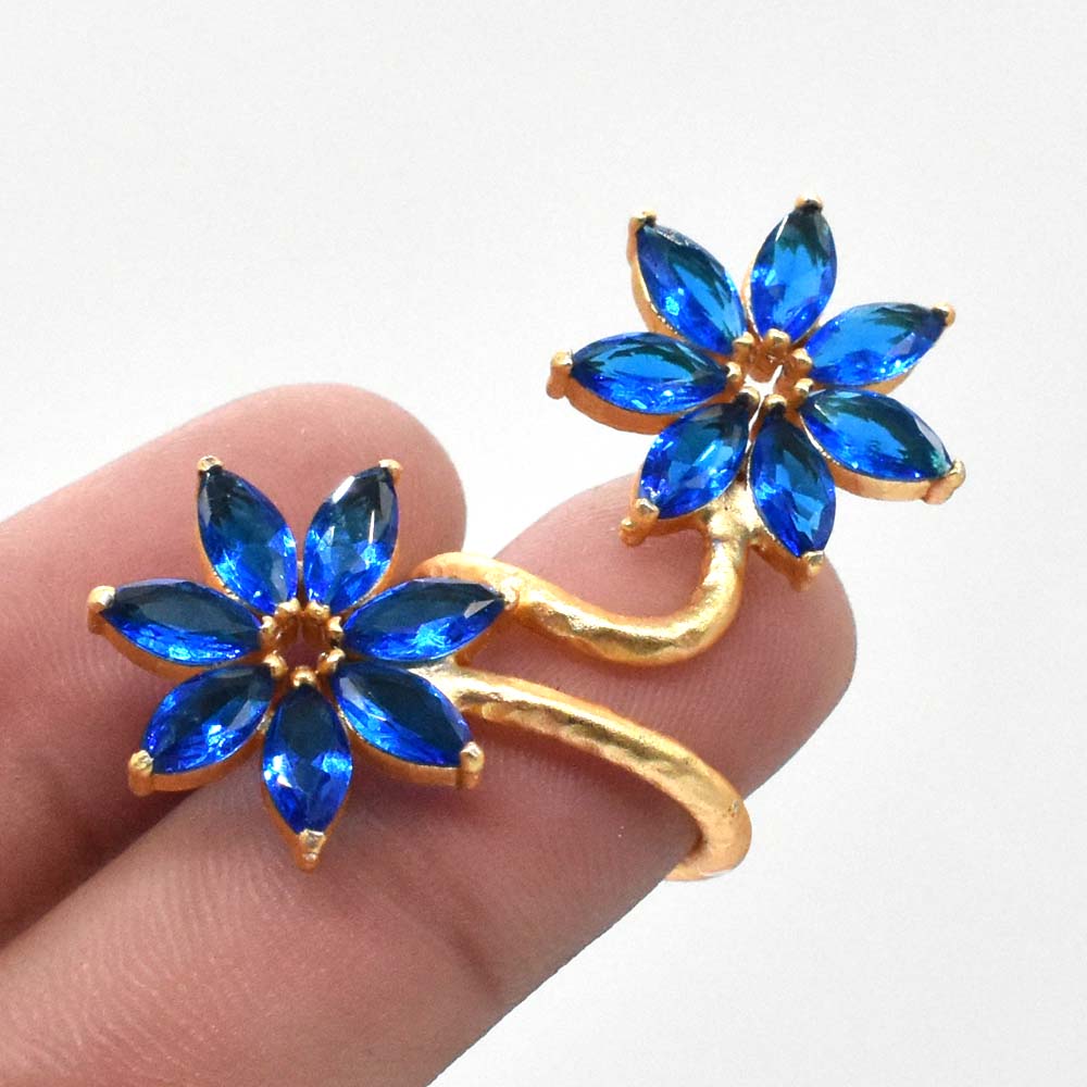 Tanzanite Quartz Sparkling Gemstone Gold Plated Jewelry Ring Adjustable RIN-5244