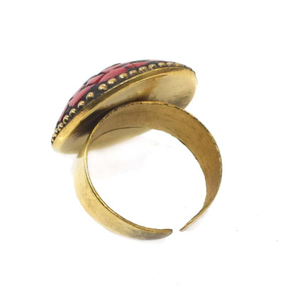Red Coral Gemstone Tibetan Fashion Jewelry Adjustable Ring RIN-5789