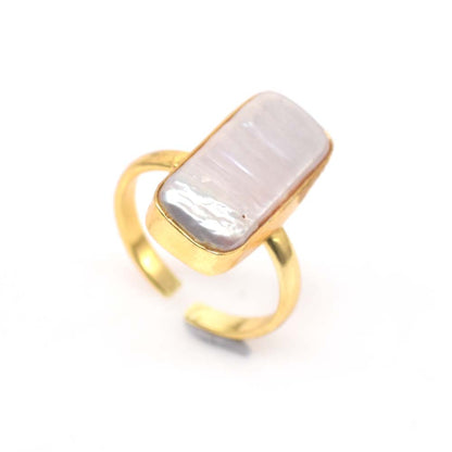 Baroque Pearl Ring Gemstone Gold Plated Jewelry Adjustable Jewelry Ring RIN-5851
