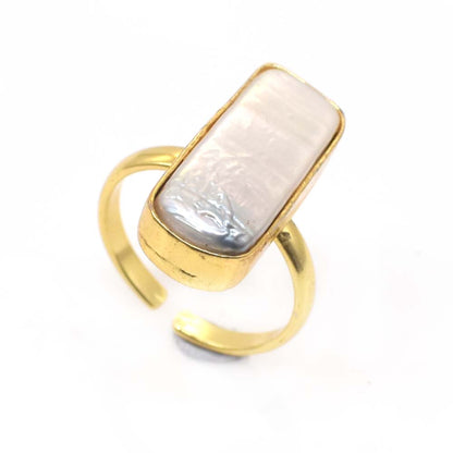 Baroque Pearl Ring Gemstone Gold Plated Jewelry Adjustable Jewelry Ring RIN-5851