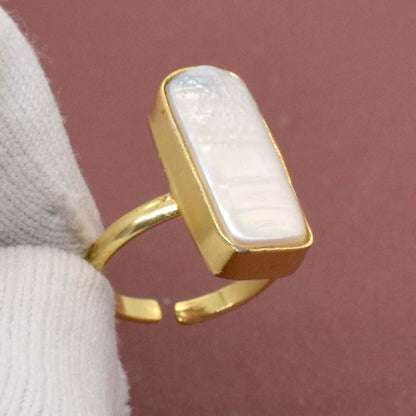 Baroque Pearl Ring Gemstone Gold Plated Jewelry Adjustable Jewelry Ring RIN-5851