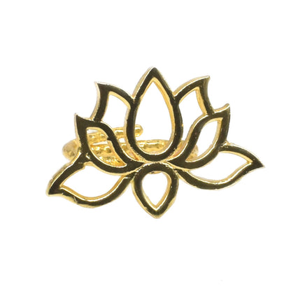 Lotus Stilvoller Ring, handgefertigter Damenring, vergoldet, verstellbar, RIN-6702 