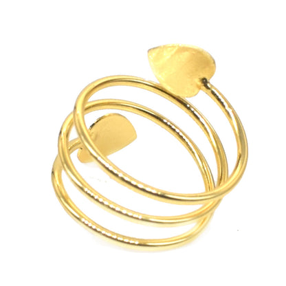 Heart Band Ring Adjustable Gold Plated Valentine Day Gift Ring RIN-6703