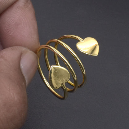 Heart Band Ring Adjustable Gold Plated Valentine Day Gift Ring RIN-6703