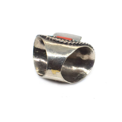 Stunning Turquoise Red Coral Ring Birthstone Tibetan Jewelry Ring US 11 RIN-6738