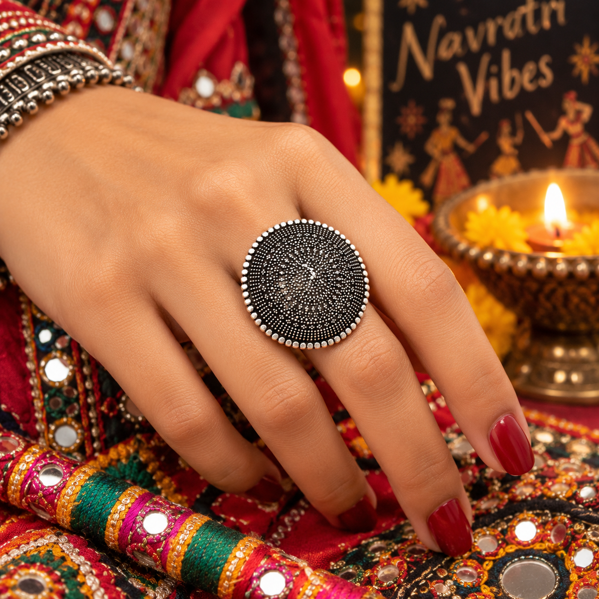 Oxidized Adjustable Ring Stunning Silver Plated Women's Ring Gift RIN-6788