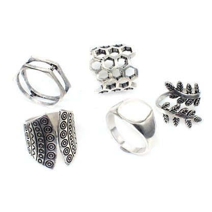Silver Oxidized Silver Ring Wholesale Lot 5 Pcs Boho Jewelry Size 7,8&9 RIN-6878