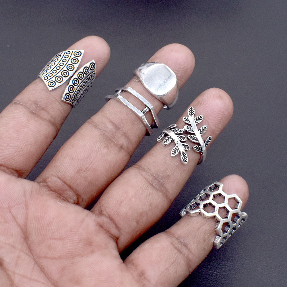 Silver Oxidized Silver Ring Wholesale Lot 5 Pcs Boho Jewelry Size 7,8&9 RIN-6878