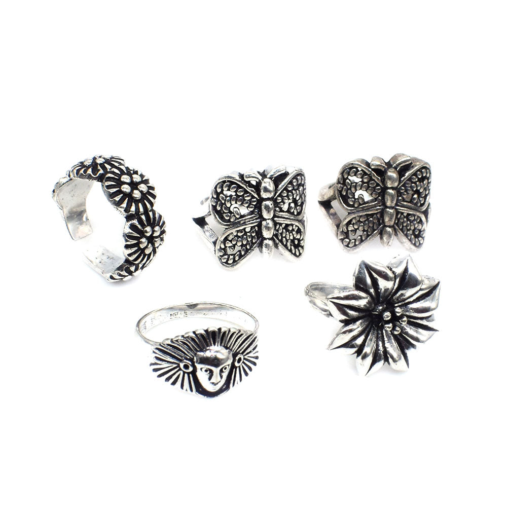 Oxidized Silver Ring Wholesale Lot 5 Pcs Boho Jewelry Adjustable Ring RIN-6899