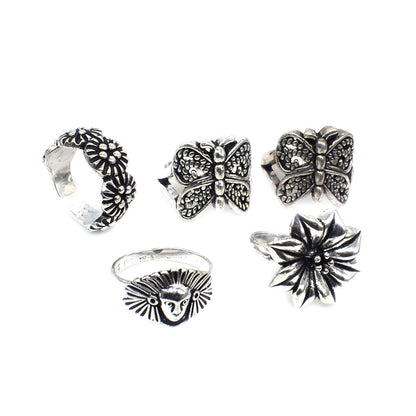 Oxidized Silver Ring Wholesale Lot 5 Pcs Boho Jewelry Adjustable Ring RIN-6899