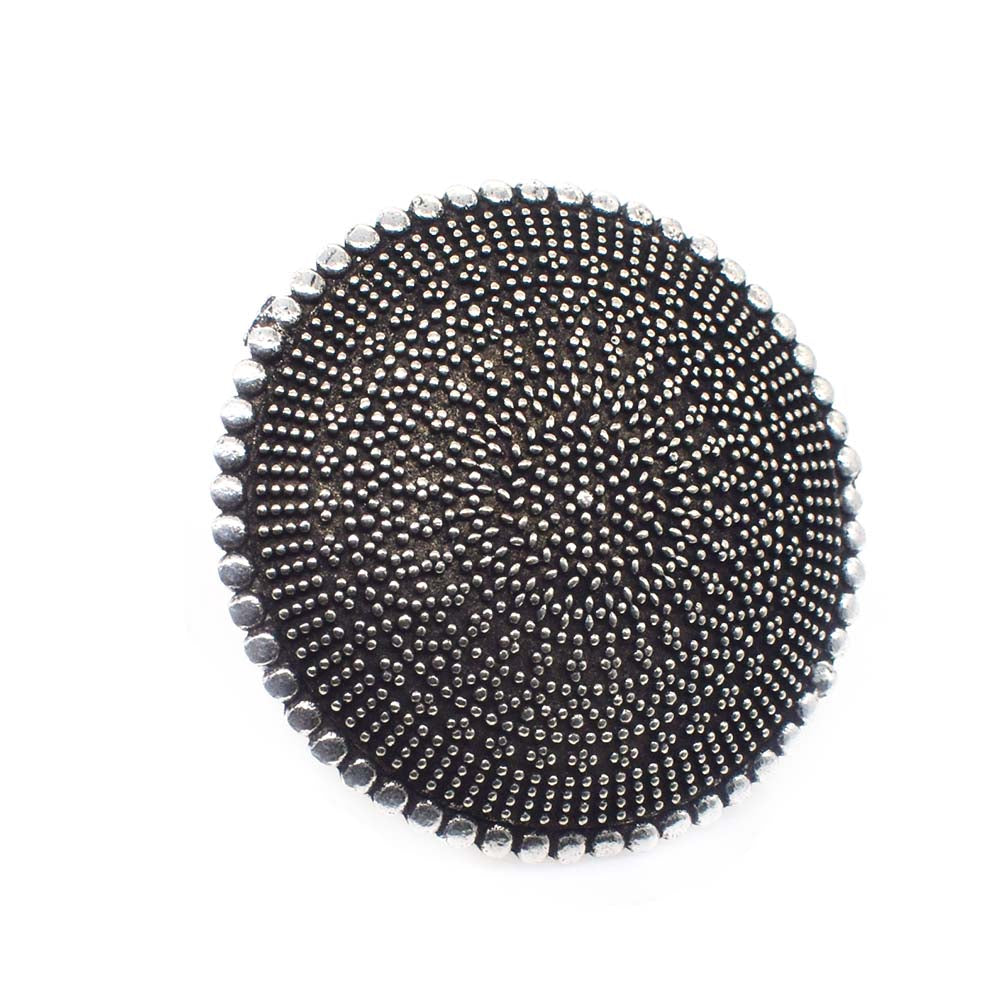 Oxidized Silver Round Ring Textured Dot Pattern Boho Statement Jewelry RIN-6926