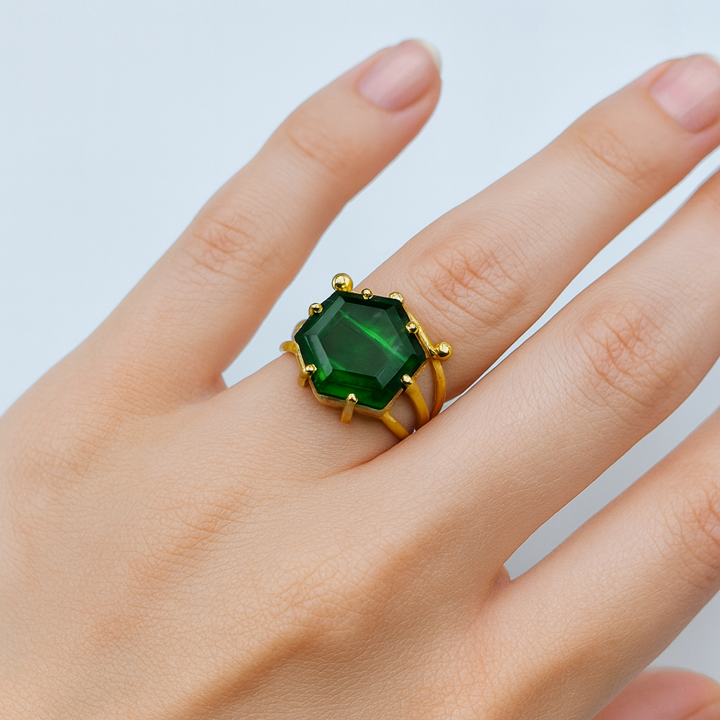 Crown Hexagon Statement Ring RIN01-GLD