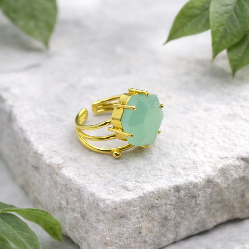 Crown Hexagon Statement Ring RIN01-GLD