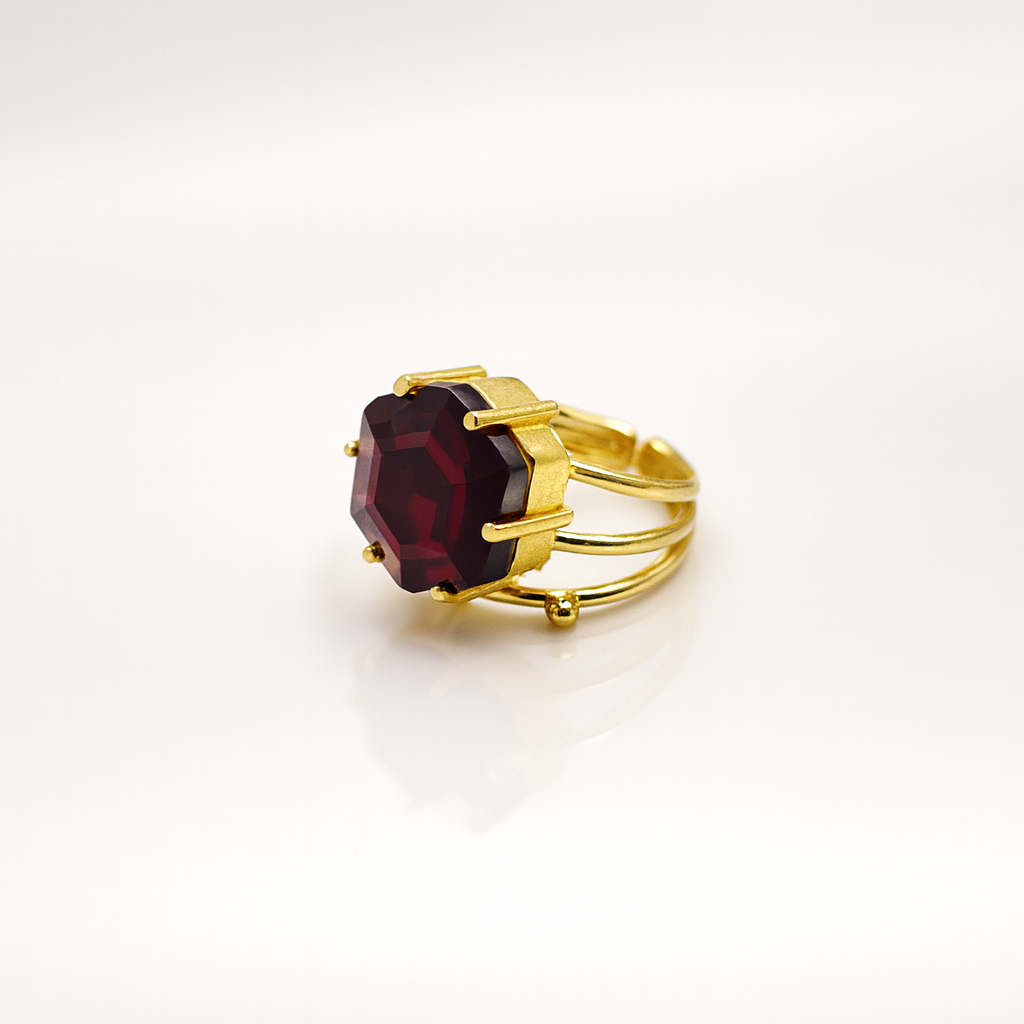 Crown Hexagon Statement Ring RIN01-GLD