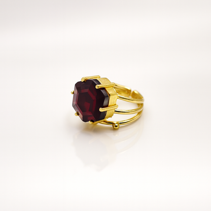 Crown Hexagon Statement Ring RIN01-GLD